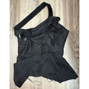 Roland Mouret Black One Shoulder Peplum Top Corset Textured Size 8 Assymetrical